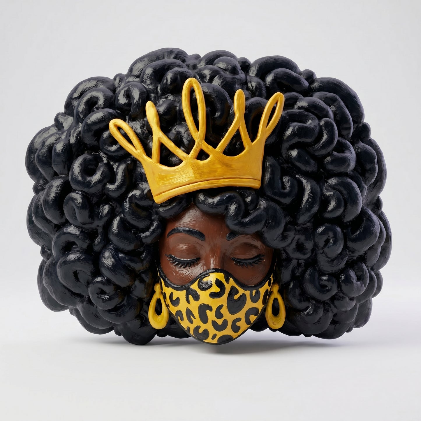 SUPERVALUECHOICE HCSEUA00070  Z- Paint Your Own Leopard Print Mask Crown Lady Sculpture Blank Customizable Craft Blanks for Brooch & Keyring Making 2.3" × 2.7" × 0.5"