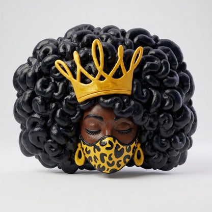 SUPERVALUECHOICE HCSEUA00070  Z- Paint Your Own Leopard Print Mask Crown Lady Sculpture Blank Customizable Craft Blanks for Brooch & Keyring Making 2.3" × 2.7" × 0.5"