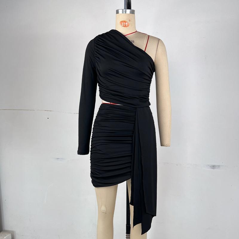 SVCM000074 Two-piece set  sleeve set, summer bestseller, pleated, waist-exposing, short-sleeved skirt