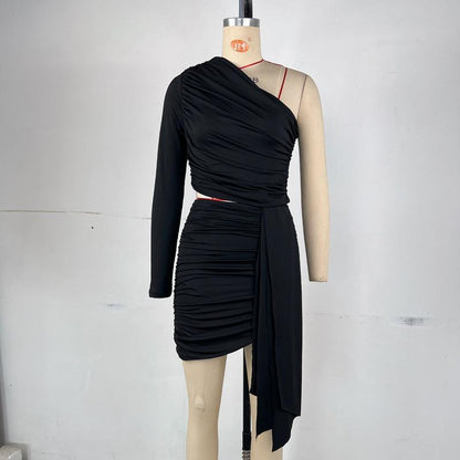 SVCM000074 Two-piece set  sleeve set, summer bestseller, pleated, waist-exposing, short-sleeved skirt