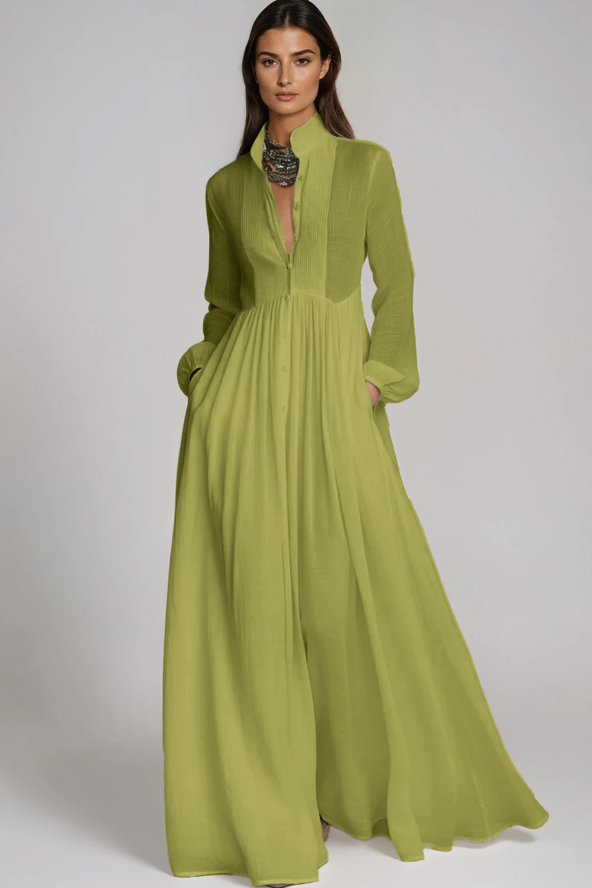 SUPERVALUECHOICE HCSEAA00012 Plunge Ruch Maxi Dress