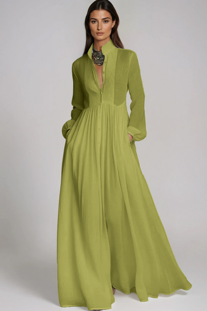 SUPERVALUECHOICE HCSEAA00012 Plunge Ruch Maxi Dress