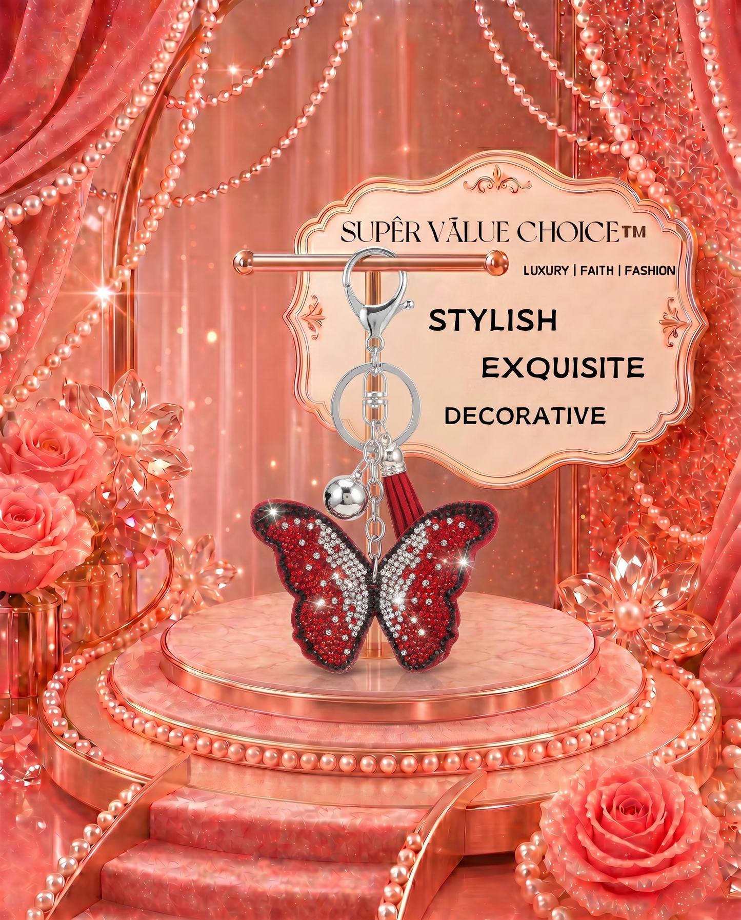 SUPERVALUECHOICE HCSESA00047 Bling Butterfly Brooch Pin & Keyring