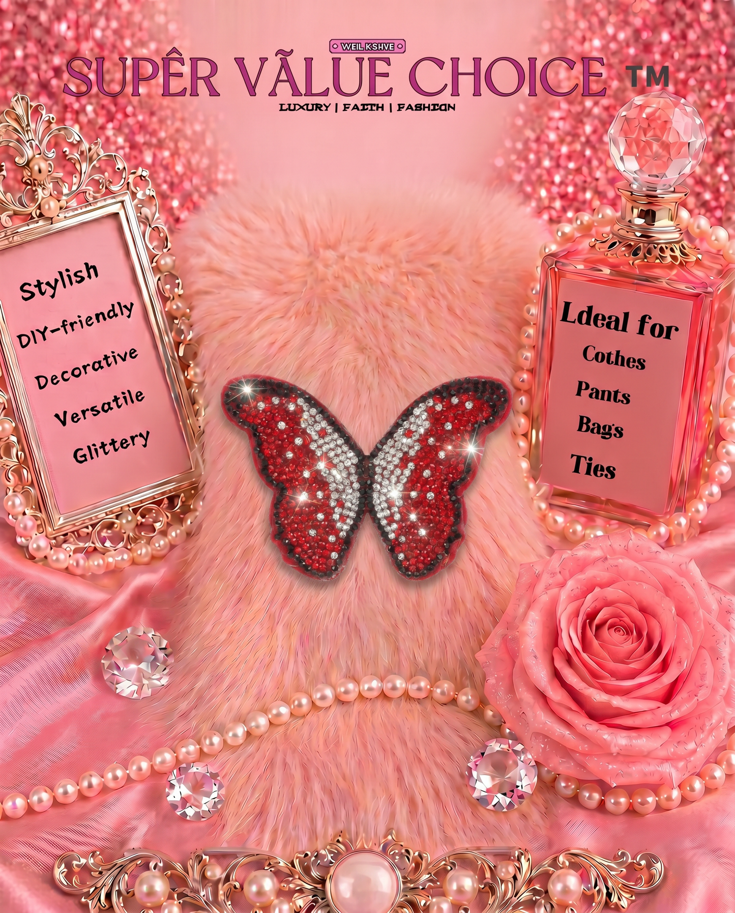 SUPERVALUECHOICE HCSESA00047 Bling Butterfly Brooch Pin & Keyring