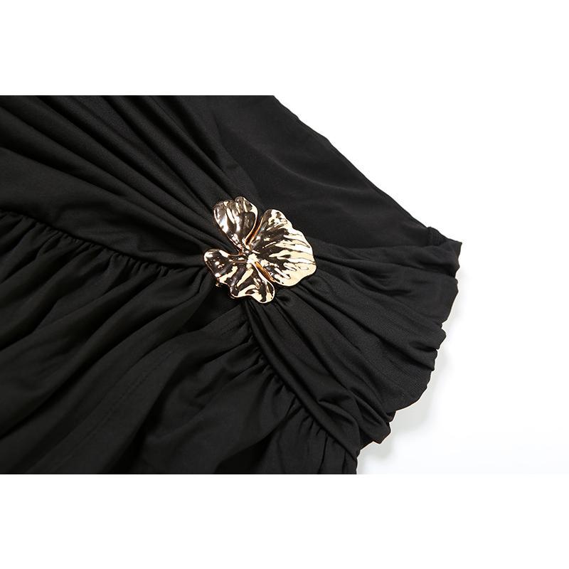 SVCM000047 Women's sexy off-the-shoulder crop top T-shirt, vest, slimming side slit skirt set