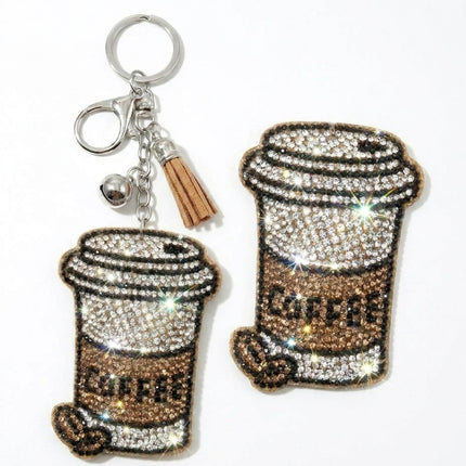 SUPERVALUECHOICE HCSESA00111 Cute Brown Coffee Cup Rhinestone Keychain & Brooch