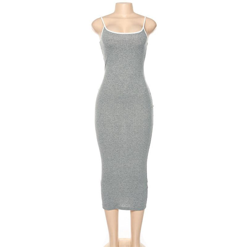 SVCD000040 Women's dress with contrasting colors, halter tops, revealing backpacks and hips, and a slim fit