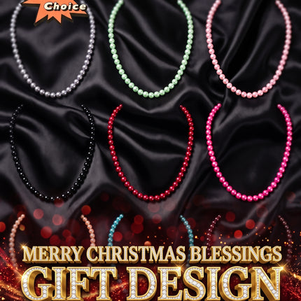 SUPERVALUECHOICE HCSEN00002 Multicolor Round Pearl Choker Necklace Classic Single Strand Beaded Necklace for Women Daily Wedding Jewelry