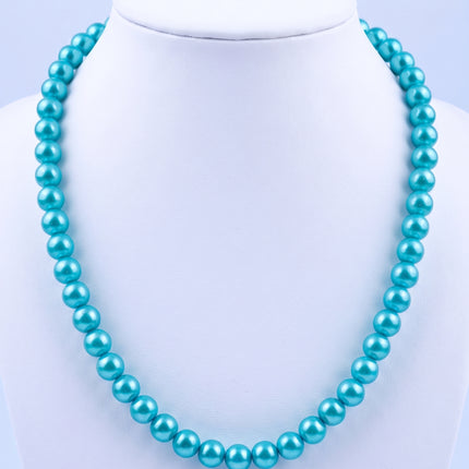 SUPERVALUECHOICE HCSEN00002 Multicolor Round Pearl Choker Necklace Classic Single Strand Beaded Necklace for Women Daily Wedding Jewelry