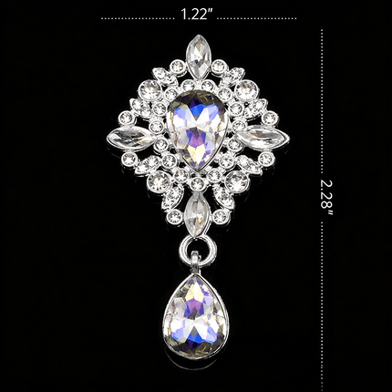 SUPERVALUECHOICE HCSESC00004 DIY Crafts Rhinestone Alloy Brooch Accessories Silver Flat Back 1.37*2.63inch Crystal Brooch Sparkling Crystal