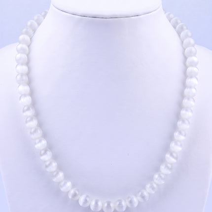 SUPERVALUECHOICE HCSEN00003 0.31 Inch Round Cat Eye Bead Single Strand Necklace 16&18 Inch With 6 Inch Extender 15 Colors Collarbone Beaded Chain Jewelry For Women