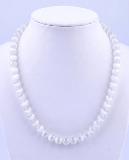 SUPERVALUECHOICE HCSEN00003 0.31 Inch Round Cat Eye Bead Single Strand Necklace 16 Inch With 6 Inch Extender 15 Colors Collarbone Beaded Chain Jewelry For Women