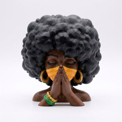 SUPERVALUECHOICE HCSEUA00064  Z- Unpainted Closed Eyes Prayer Pose Black Lady Bust Resin Mold Base for Handmade DIY Jewelry Craft Supplies 2" × 2.7" × 0.6"