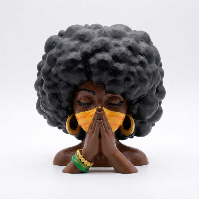 SUPERVALUECHOICE HCSEUA00063  Z- Unpainted Closed Eyes Prayer Pose Black Lady Bust Resin Mold Base for Handmade DIY Jewelry Craft Supplies