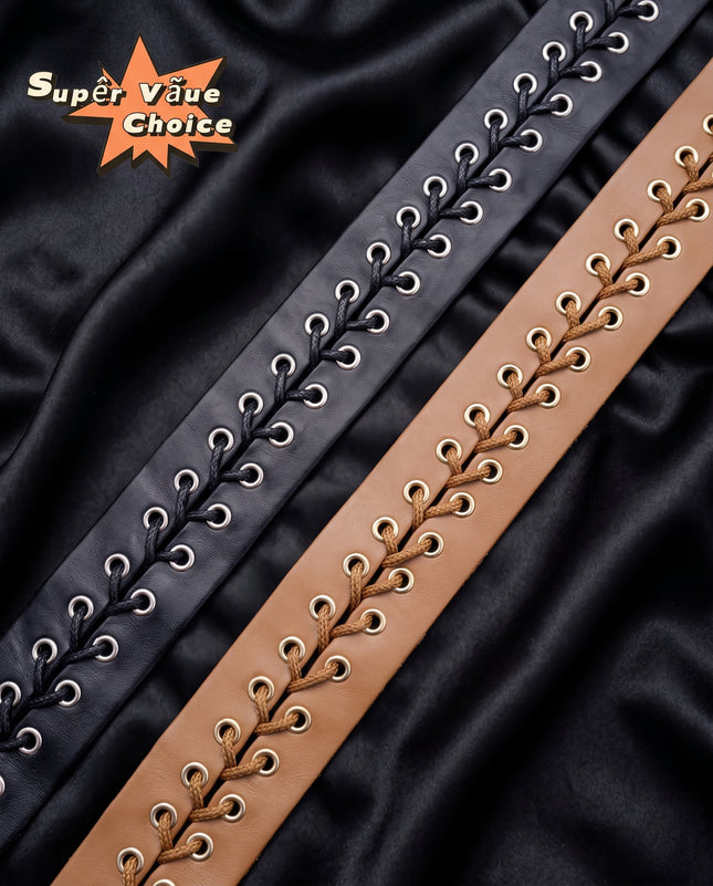 SuperValueChoice HCSEOA00017 Double Sided PU Leather Strap with Eyelets for DIY Clothing Accessories