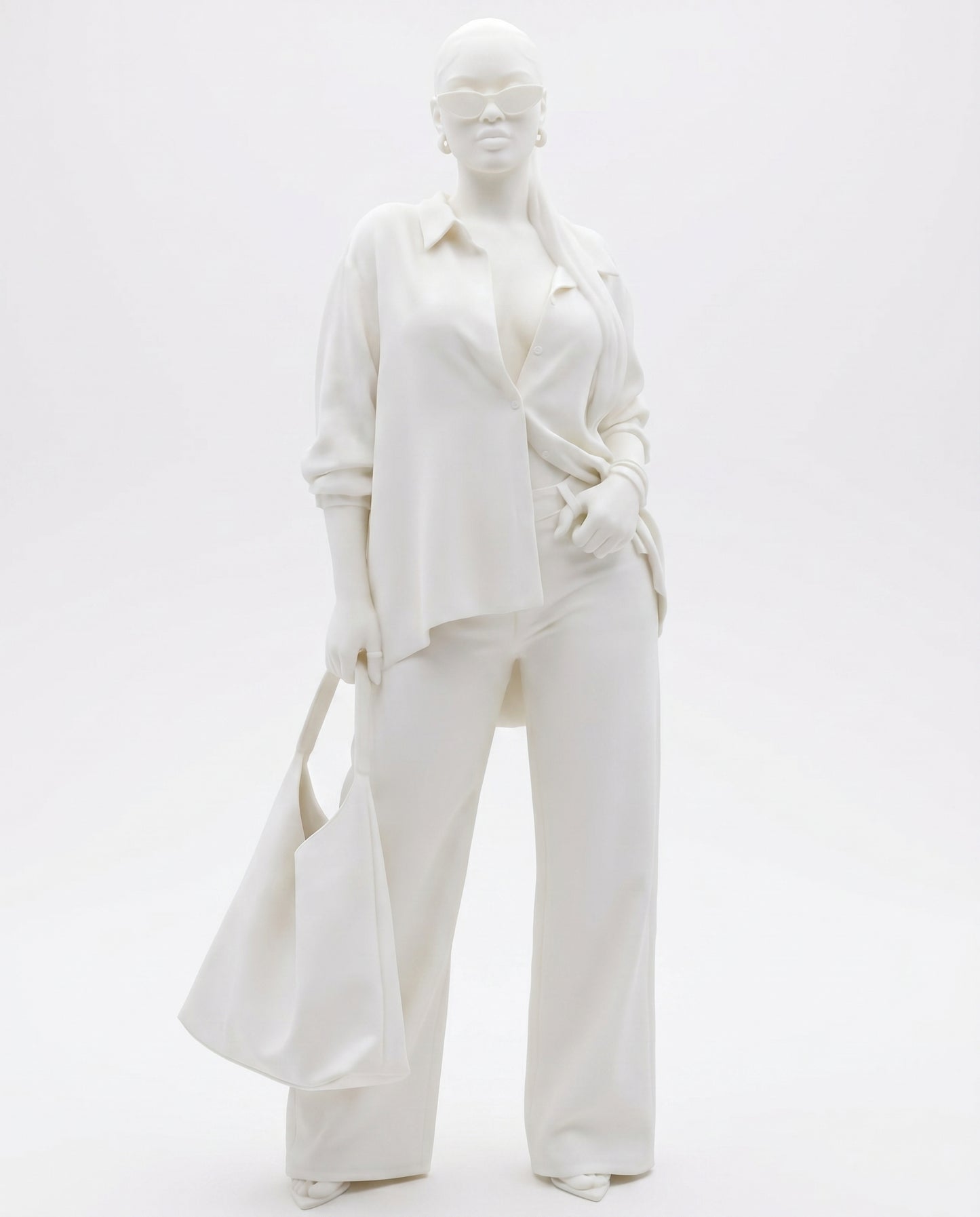 SUPERVALUECHOICE HCSEUA00036 Y-Customizable Unpainted Sunglasses Ponytail Woman With Tote Bag Figurine Base, DIY Handcraft Supplies for Keychains Brooches 3" × 1.6" × 1"
