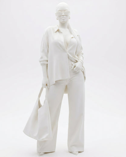 SUPERVALUECHOICE HCSEUA00036 Y-Customizable Unpainted Sunglasses Ponytail Woman With Tote Bag Figurine Base, DIY Handcraft Supplies for Keychains Brooches 3" × 1.6" × 1"