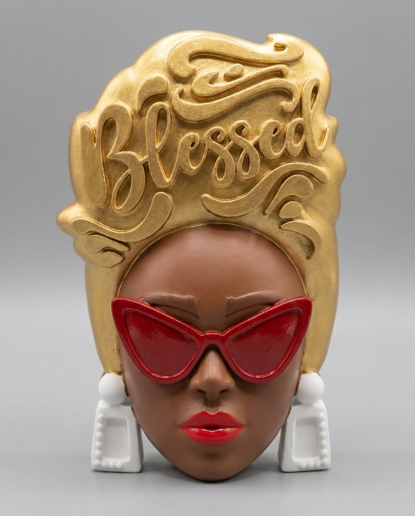 SUPERVALUECHOICE HCSEUA00037  Z-Customizable Unpainted Retro Sunglasses Lady Head Mold Base, DIY Handcraft Supplies for Keychains Brooches 2" × 3.1" × 0.6"