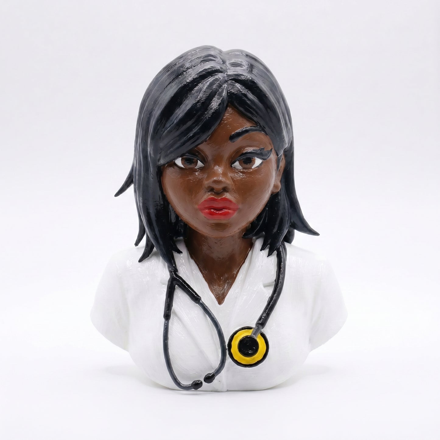 SUPERVALUECHOICE HCSEUA00063  Z-Paint Your Own Stethoscope Short Hair Physician Sculpture Blank Customizable Resin Blanks for Brooch & Keyring 2" × 2.7" × 0.6"