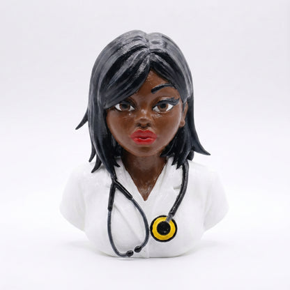 SUPERVALUECHOICE HCSEUA00063  Z-Paint Your Own Stethoscope Short Hair Physician Sculpture Blank Customizable Resin Blanks for Brooch & Keyring 2" × 2.7" × 0.6"