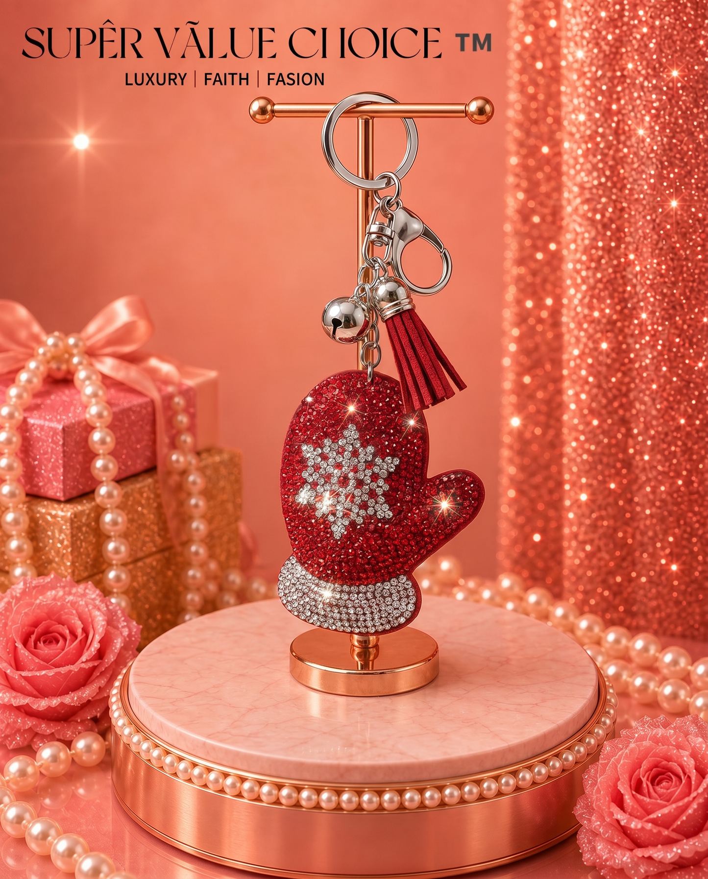 SUPERVALUECHOICE HCSESA00043 Crystal Christmas Series Keychain & Brooch