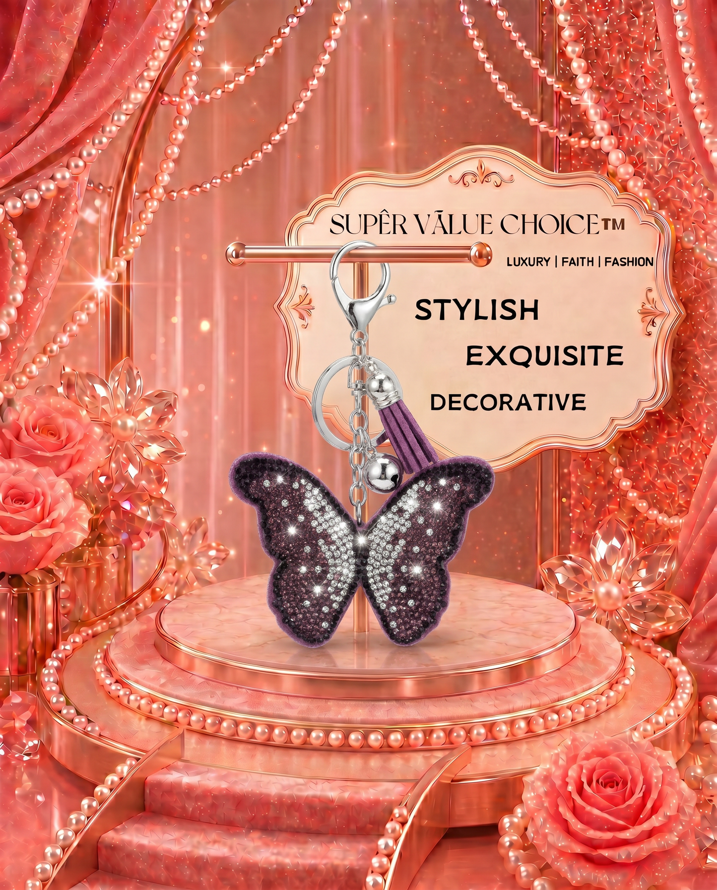 SUPERVALUECHOICE HCSESA00047 Bling Butterfly Brooch Pin & Keyring