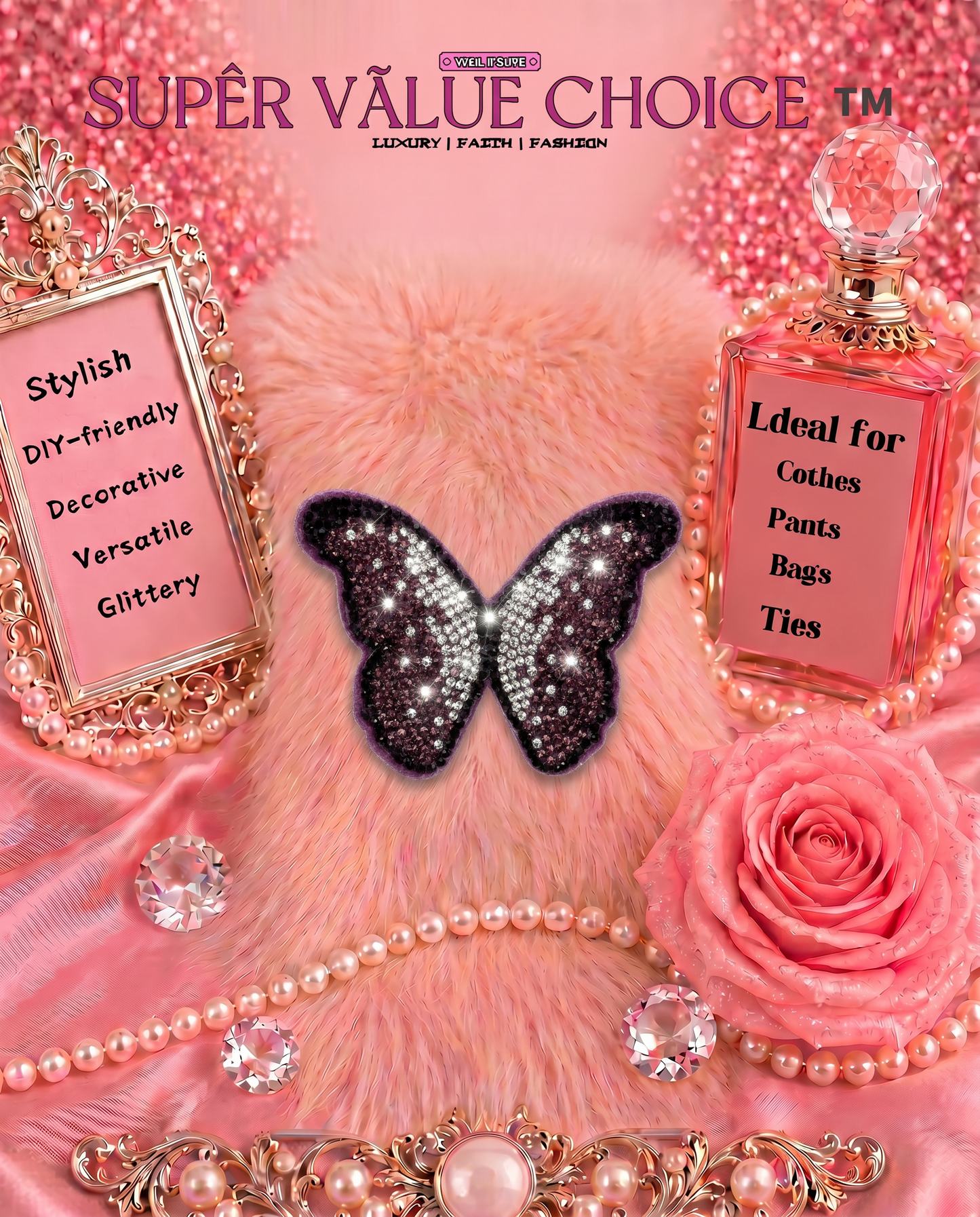 SUPERVALUECHOICE HCSESA00047 Bling Butterfly Brooch Pin & Keyring