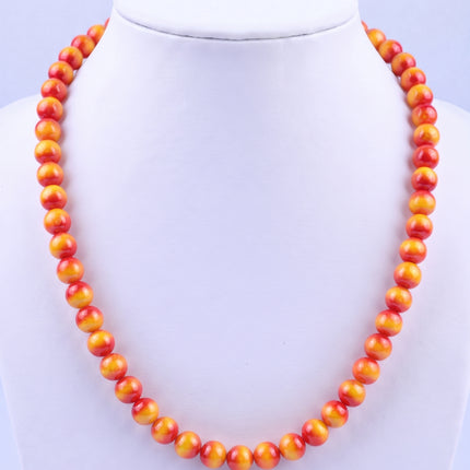 SUPERVALUECHOICE HCSEN00003 0.31 Inch Round Cat Eye Bead Single Strand Necklace 16&18 Inch With 6 Inch Extender 15 Colors Collarbone Beaded Chain Jewelry For Women