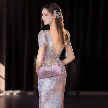 SuperValueChoice HCSEFA00051 Vintage Evening Clutch Bag Sparkly Sequin Handbag for Women Bridal Wedding Purse Elegant Beaded Pearl Shoulder Bag Glitter Crossbody Bag for Cocktail Banquet Prom Party