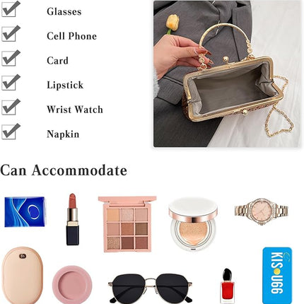 SuperValueChoice HCSEFA00051 Vintage Evening Clutch Bag Sparkly Sequin Handbag for Women Bridal Wedding Purse Elegant Beaded Pearl Shoulder Bag Glitter Crossbody Bag for Cocktail Banquet Prom Party