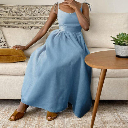 SVCD000004 Women's backless Uysen-style sexy V-neck high-waisted fashionable halter dress in European and American style