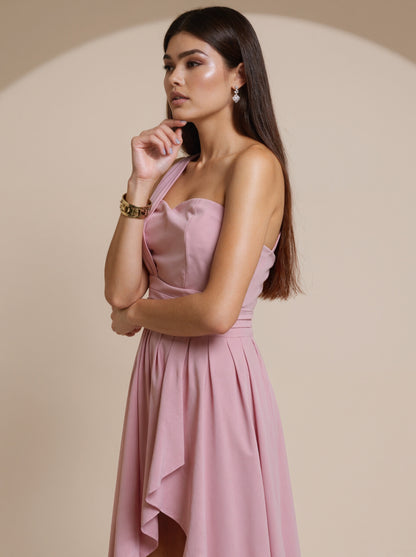 SVCD000129 Summer fashion temperament oblique shoulder high waist sleeveless long loose irregular evening dress