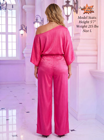 SUPERVALUECHOIC HCSEW00041 Tamale Festival 2pieceset Vacation Quiet luxury, loud presence lookbook 2026 JUMPSUITS Maxi Outfit  hides my lower belly SpringRed Satin-Soft Stretchy  Puff Sleeve  & Lantern Pants – Curve-Hugging, UPF50+ Womenswear casual