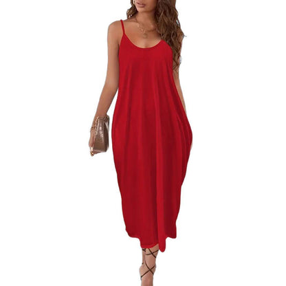 SVCD000068 Casual dress, solid-color halter dress from Europe and America