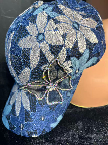 SUPERVALUECHOICE HCSEK00019 Rhinestone Pattern Denim Baseball Cap