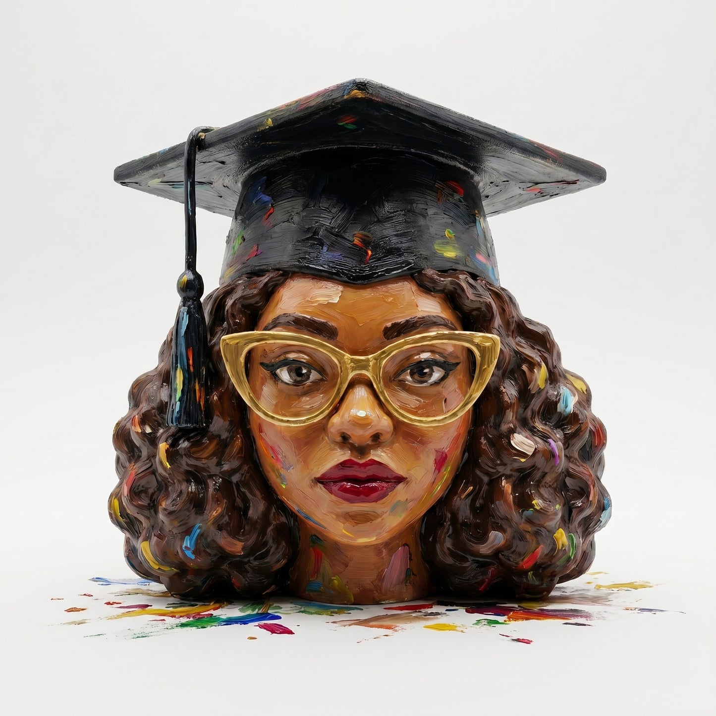 SUPERVALUECHOICE HCSEUA00053  Z- Paint Your Own Tassel Grad Hat Female Sculpture Blank Customizable Unfinished Resin Blanks2.2" × 2.7" × 0.5"