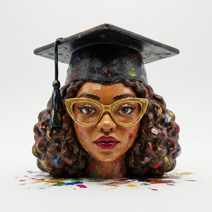 SUPERVALUECHOICE HCSEUA00053  Z- Paint Your Own Tassel Grad Hat Female Sculpture Blank Customizable Unfinished Resin Blanks2.2" × 2.7" × 0.5"