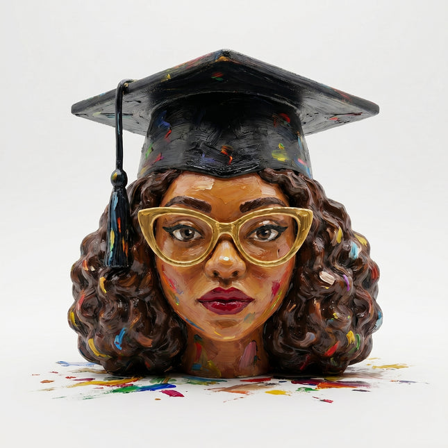SUPERVALUECHOICE HCSEUA00053  Z- Paint Your Own Tassel Grad Hat Female Sculpture Blank Customizable Unfinished Resin Blanks