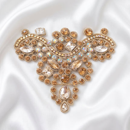 SUPERVALUECHOICE HCSEYD00042 Handmade Rhinestone Applique, Crystal Beaded Patch for Wedding Dress, Evening Gown, Costume DIY Sew On Embellishment