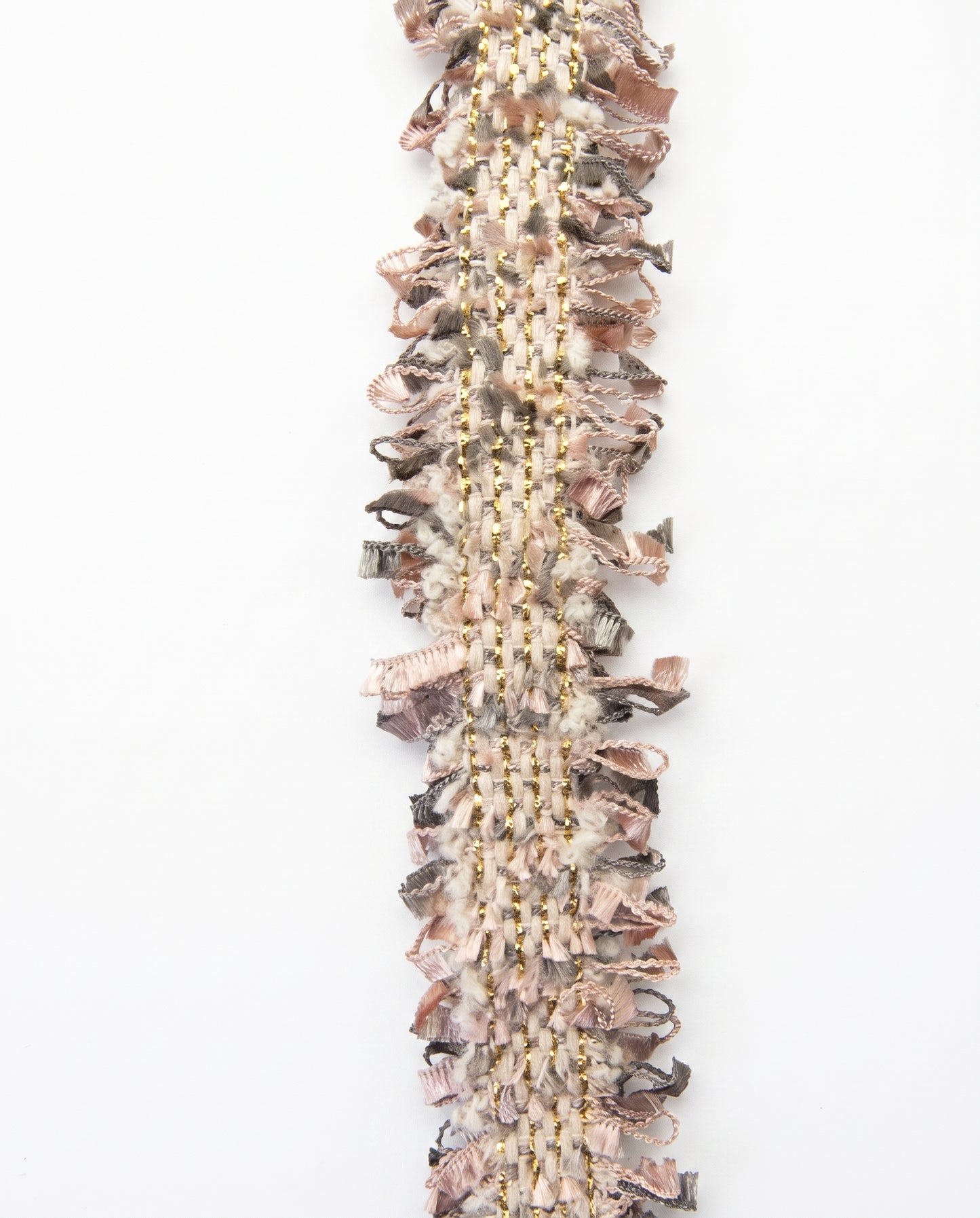 SuperValueChoice HCSEOA00008 Pastel Fringe Tweed Woven Trim Metallic Gold Thread Decorative Ribbon for Dress Hair Accessory DIY Sewing Craft ,0.98in width