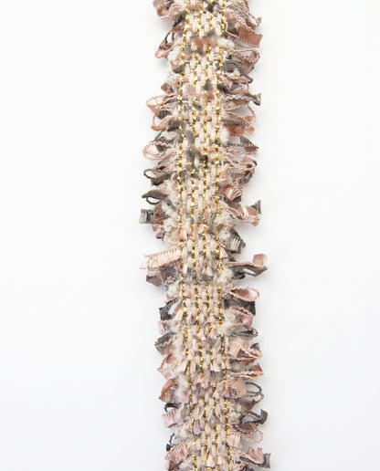 SuperValueChoice HCSEOA00008 Pastel Fringe Tweed Woven Trim Metallic Gold Thread Decorative Ribbon for Dress Hair Accessory DIY Sewing Craft ,0.98in width