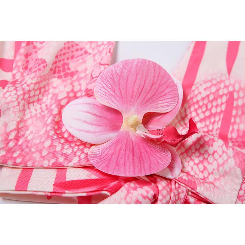 SVCD000043 Women's sexy pearl chain halter top and printed skirt set