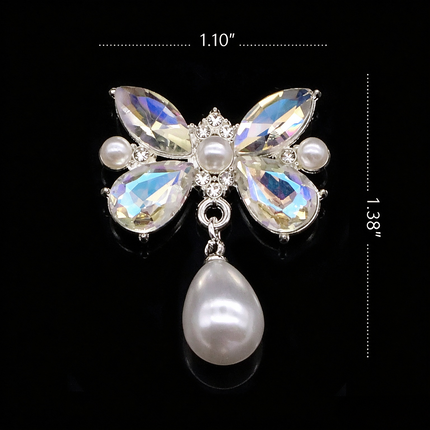 SUPERVALUECHOICE HCSESC00004 DIY Crafts Rhinestone Alloy Brooch Accessories Silver Flat Back 1.37*2.63inch Crystal Brooch Sparkling Crystal