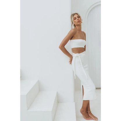 SVCD000063 Women's fashion and sexy cut-out backless strapless knitted dress