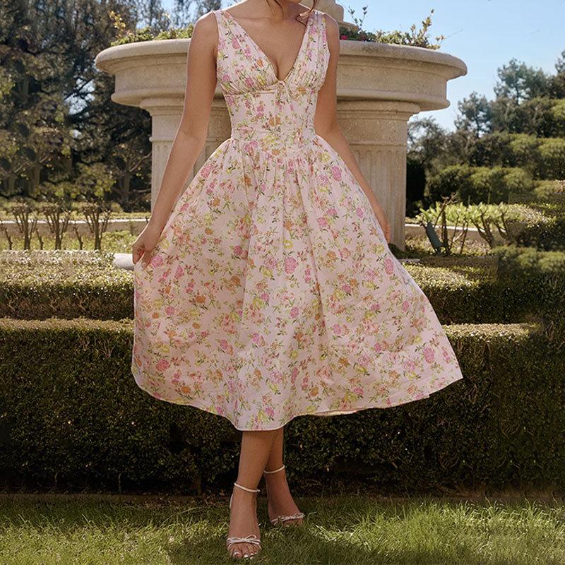 SVCD000005 Summer fashion women's wear, elegant and fashionable, backless printed halter dress, sexy European and American style dress