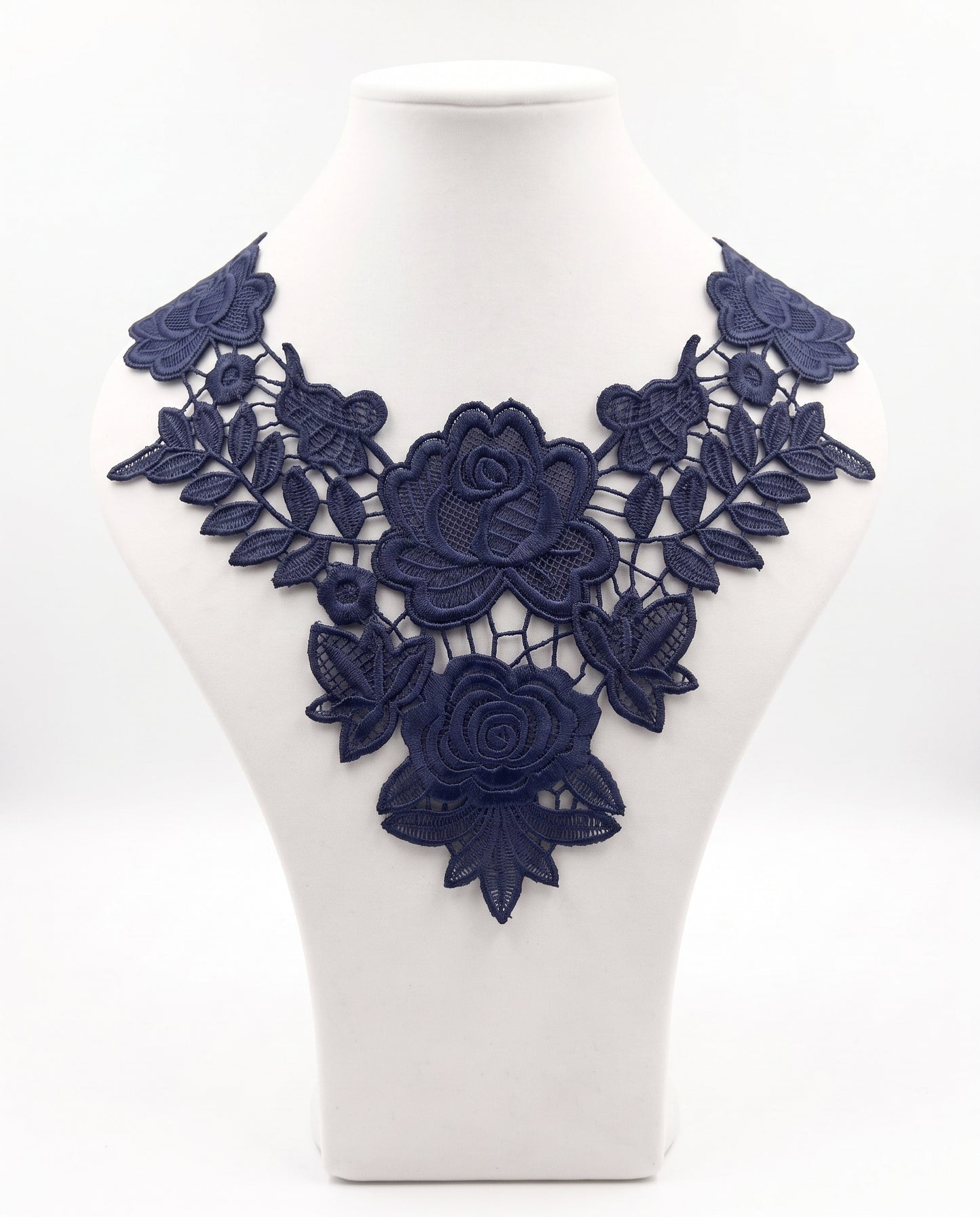 SUPERVALUECHOICE HCSEYB00091 Hollow Floral Guipure Lace Neck Applique Vibrant Color Rose Embroidery Collar Patch for Blouse Formal Wear Sew Decoration 12.59'' X 12.59''