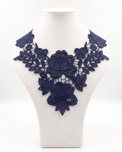 SUPERVALUECHOICE HCSEYB00091 Hollow Floral Guipure Lace Neck Applique Vibrant Color Rose Embroidery Collar Patch for Blouse Formal Wear Sew Decoration 12.59'' X 12.59''