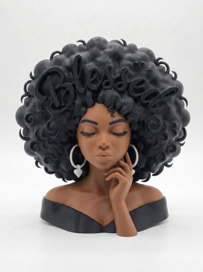 SUPERVALUECHOICE HCSEUA00018 Z-Paint Your Own Flat Back Off Shoulder Blessed Curly Hair Lady Resin Mold Blank, DIY Accessory Blanks for Brooch Keychain Charms