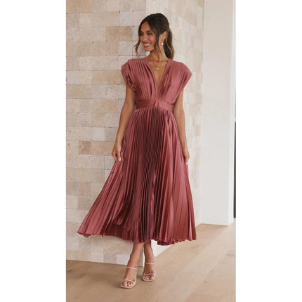 SVCD000029 Sexy pleated dress, Instagram casual loose zipped sleeveless dress