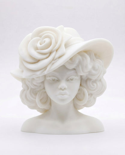 SUPERVALUECHOICE HCSEUA00040  Z-Paint Your Own Floral Hat Black Female Bust Resin Blank Customizable DIY Accessory Base for Keychains Brooches 2.8" × 2.6" × 1"